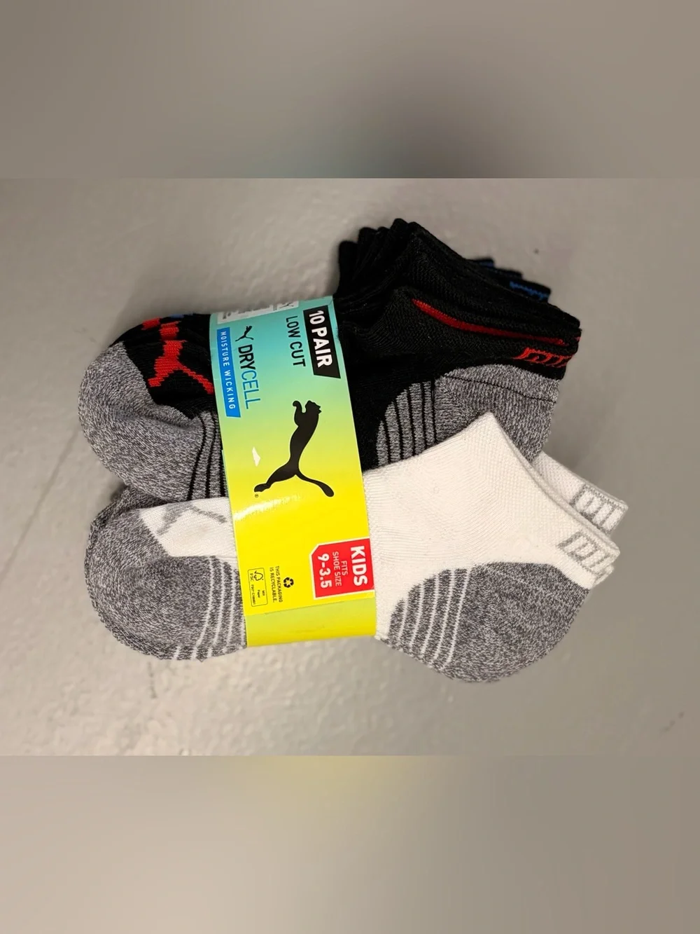 New Puma Kids Low Cut Athletic Socks (10 Pair Pack) - Size 9-3.5